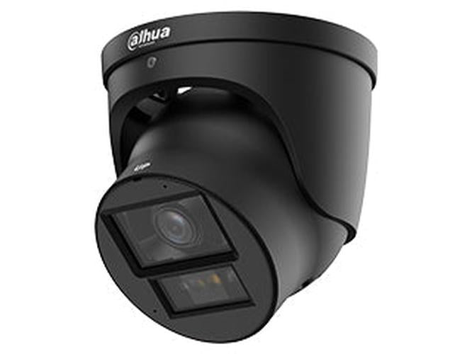 Zwarte Dahua TiOC PRO 4MP eyeball beveiligingscamera met 2.8mm lens en actieve afschrikking voor buiten.