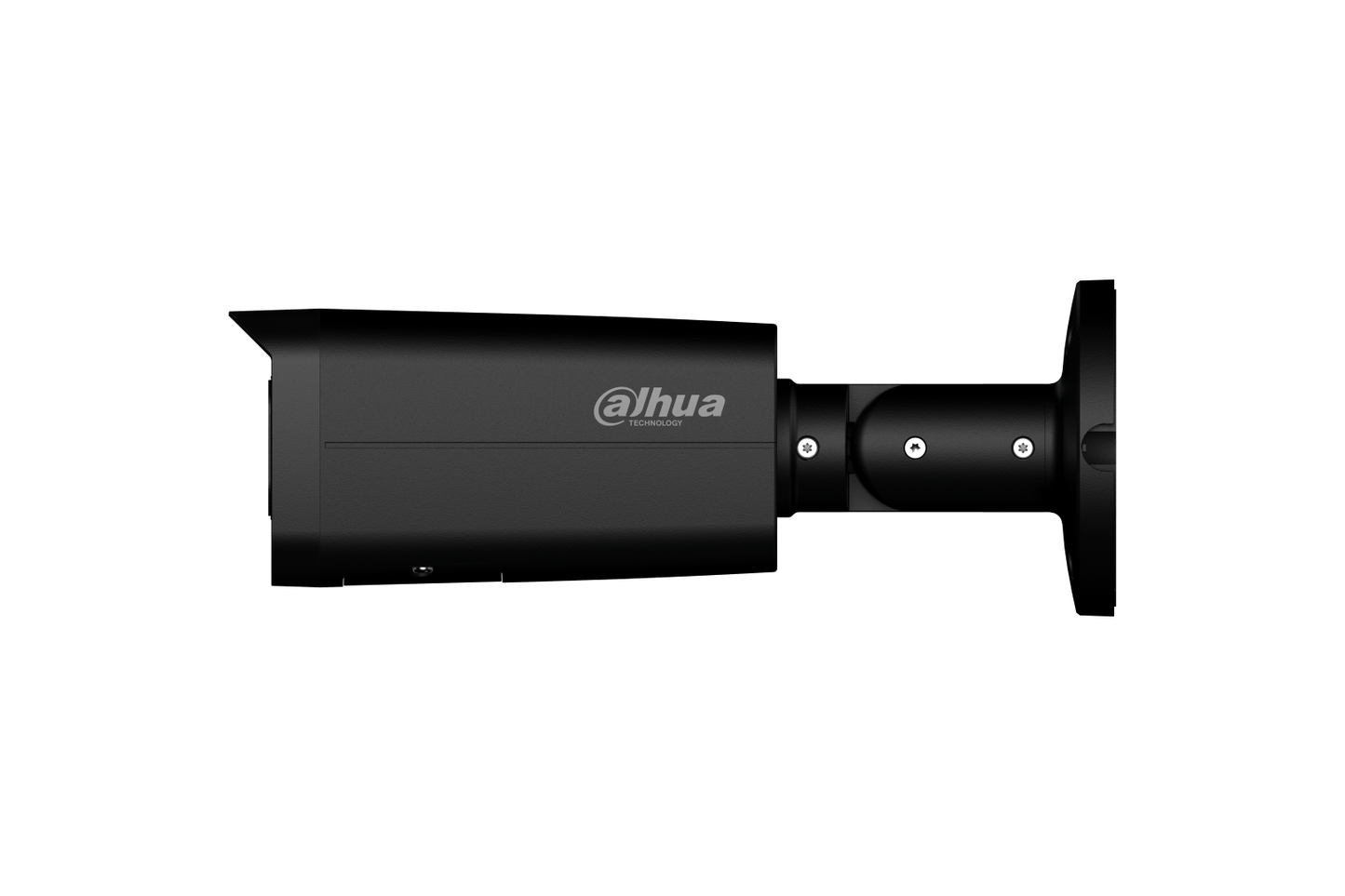Zwarte Dahua IPC-HFW3449T-ZS-IL bullet beveiligingscamera met verstelbare muurbeugel en 4MP lens.