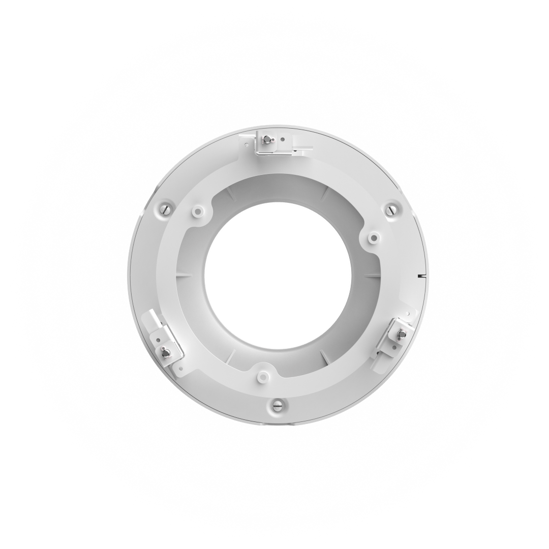 Witte aluminium Dahua PFB5203C plafondbeugel voor dome camera's met een ronde, compacte behuizing.