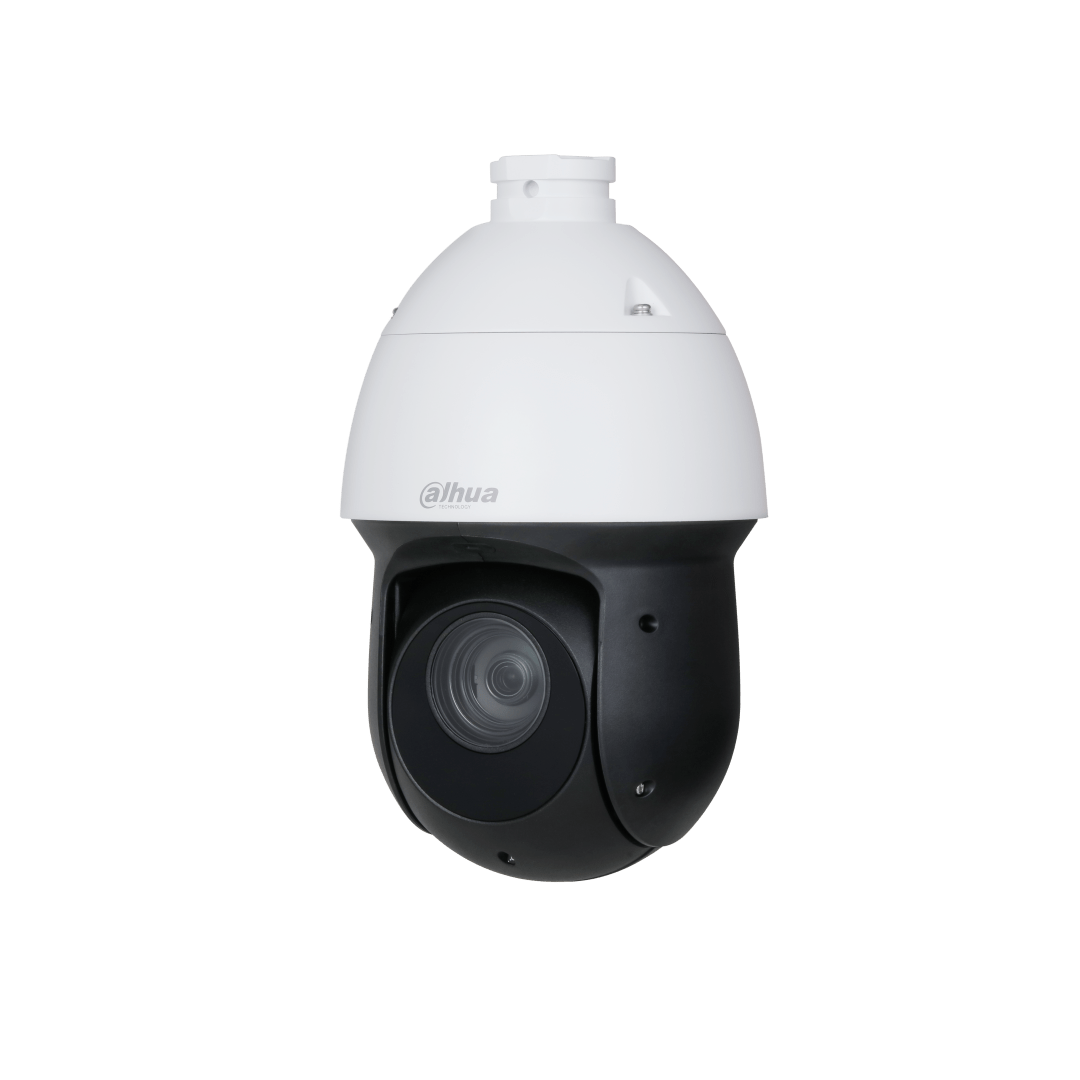 Dahua SD49425GB-HNR witte PTZ-beveiligingscamera met zwarte lensbehuizing en 25x optische zoom.
