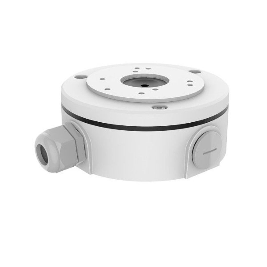Witte Foscam FABV5S2 waterdichte lasdoos voor V5EP en V8EP beveiligingscamera's met kabelwartel.