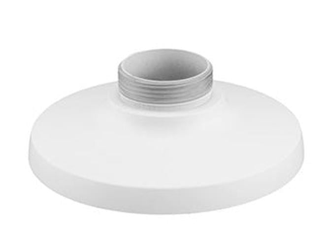 Witte, compacte Hanwha SBP-125HMW aluminium muurbeugel voor beveiligingscamera's met schroefdraad.