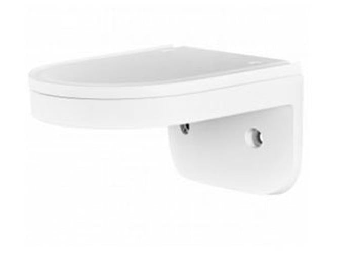 Witte, weerbestendige Hanwha SBP-137WMW1 wandmontagebeugel voor beveiligingscamera's met compact design.