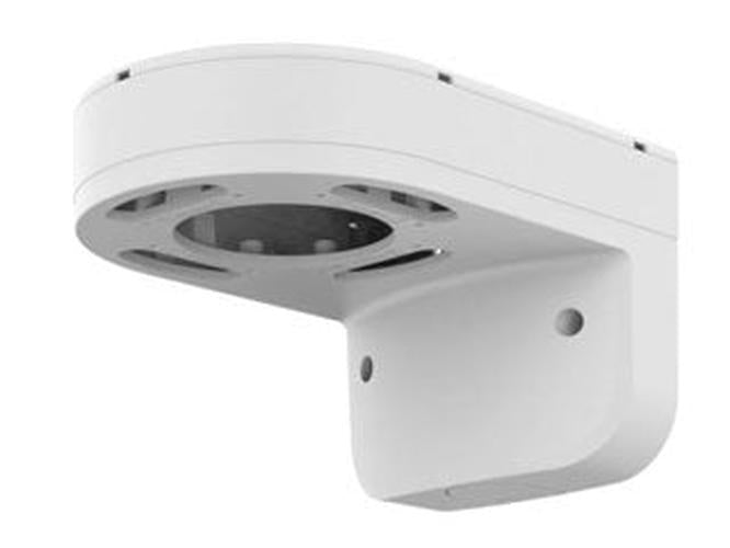 Witte Hanwha SBP-140WMW weerbestendige wandmontagebeugel voor beveiligingscamera's.