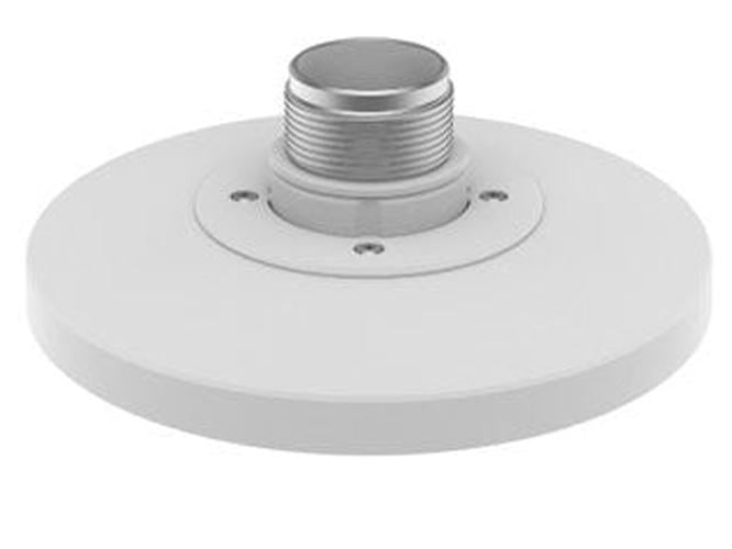 Witte Hanwha SBP-180HMW1 hangmontagebeugel met metalen schroefdraad voor weerbestendige cameramontage.