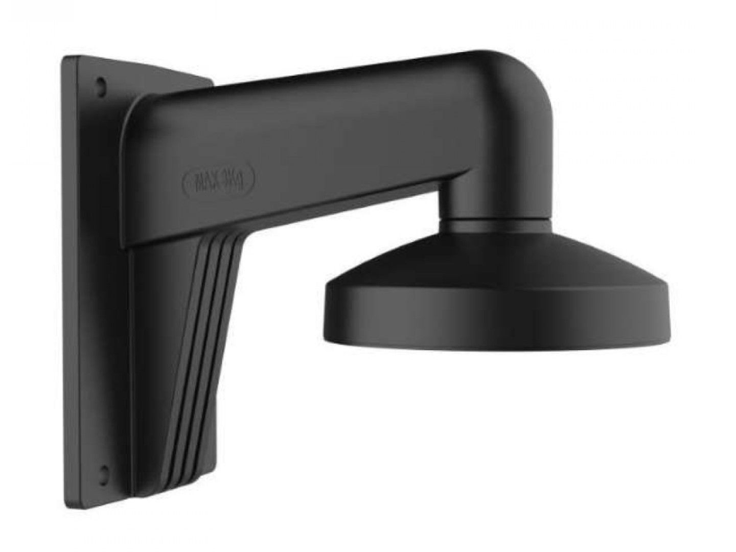 Zwarte aluminium muurbeugel voor Hikvision dome camera's met een robuust ontwerp voor wandmontage.