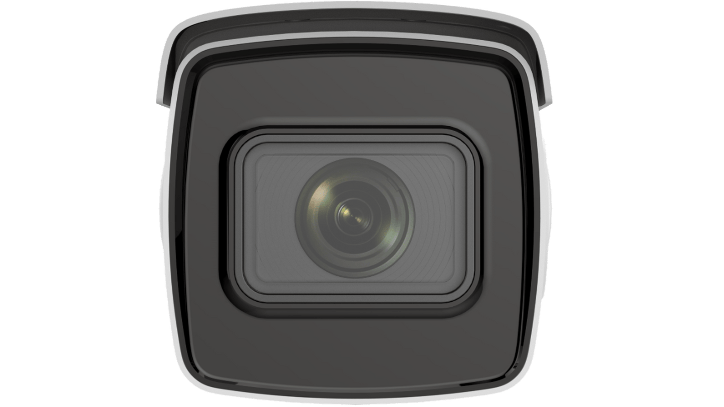 Witte Hikvision ANPR bullet camera met varifocale lens en robuuste behuizing voor kentekenherkenning.