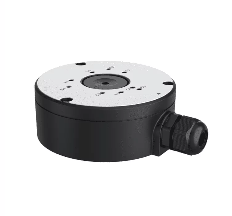 Zwarte Reolink B10 montagebox voor bullet camera's met kabeldoorvoer voor een nette, waterdichte installatie.