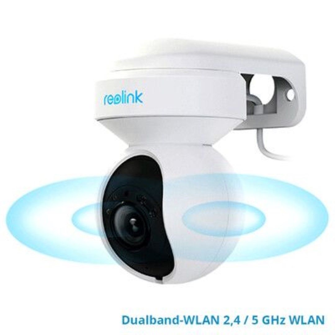 Witte Reolink E560-W 8MP PTZ dome camera met WiFi 6 signaalindicatie voor slimme beveiliging.