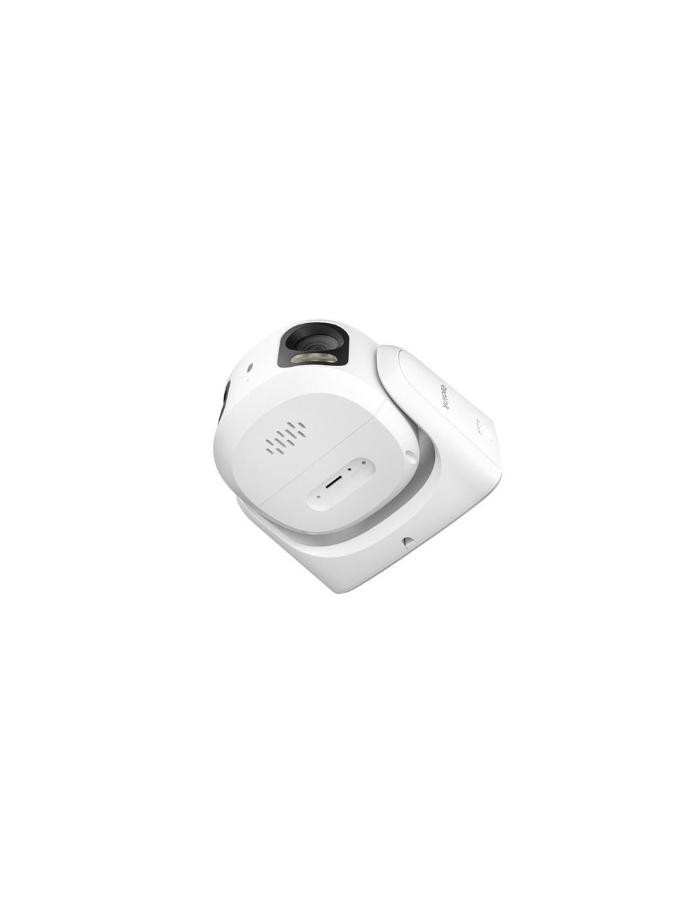 Witte Reolink 8MP dual-lens turret beveiligingscamera met 180° panoramisch zicht en metalen behuizing.