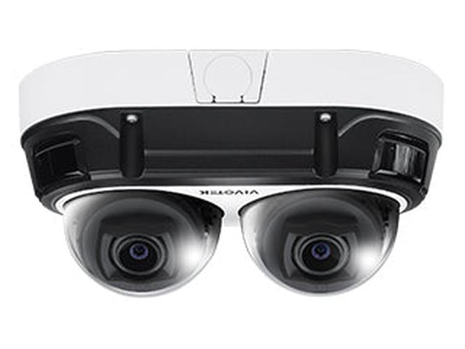 Witte Vivotek MA9312-EHTV outdoor multi-sensor camera met twee 8MP koepellen voor panoramisch toezicht.