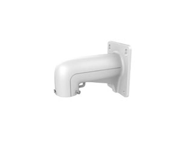 Witte aluminium korte muursteun voor Hikvision speeddome camera's met robuust ontwerp voor wandmontage.