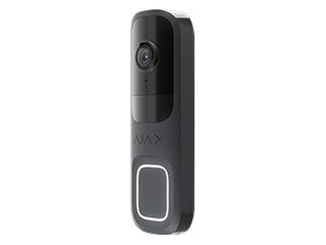 Ajax Doorbell in grafiet met 4MP camera, strak verticaal design en verlichte drukknop.