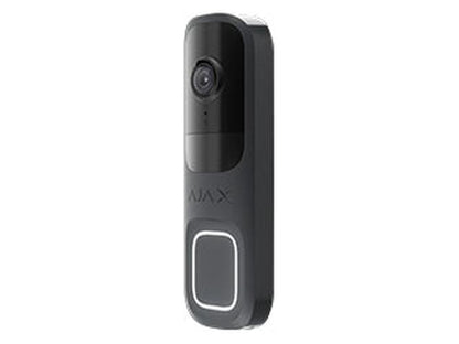Ajax Doorbell in grafiet met 4MP camera, strak verticaal design en verlichte drukknop.