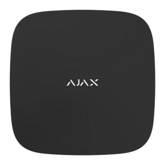 Zwarte Ajax 16-kanaals NVR recorder met strak, vierkant design en wit Ajax-logo in het midden.