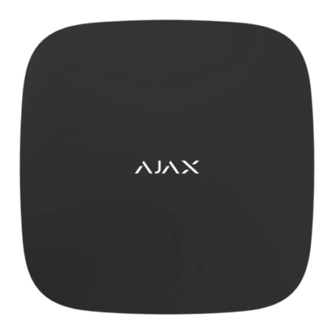 Zwarte Ajax 8-kanaals NVR recorder met strak, vierkant design en wit Ajax-logo in het midden.