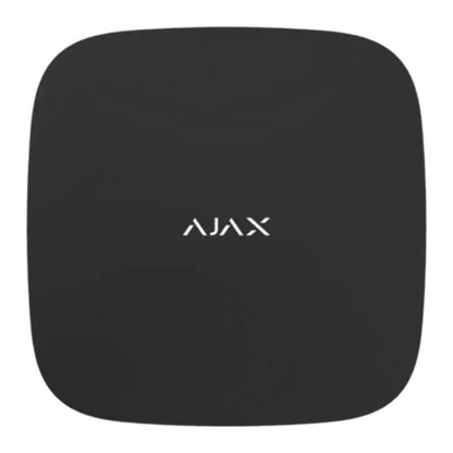 Zwarte Ajax 8-kanaals NVR recorder met strak, vierkant design en wit Ajax-logo in het midden.