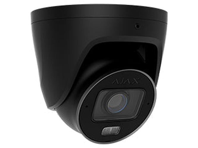 Zwarte Ajax TurretCam HLVF 5MP outdoor beveiligingscamera met varifocale lens en compact turret-ontwerp.