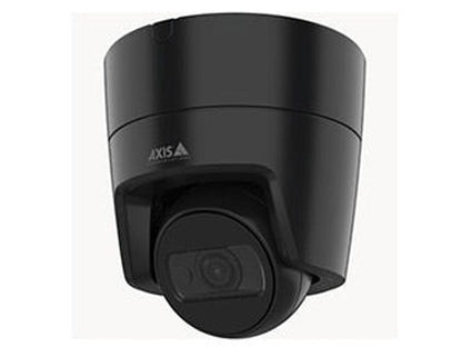 Zwarte Axis M3126-LVE 4MP outdoor turret beveiligingscamera met compact design.