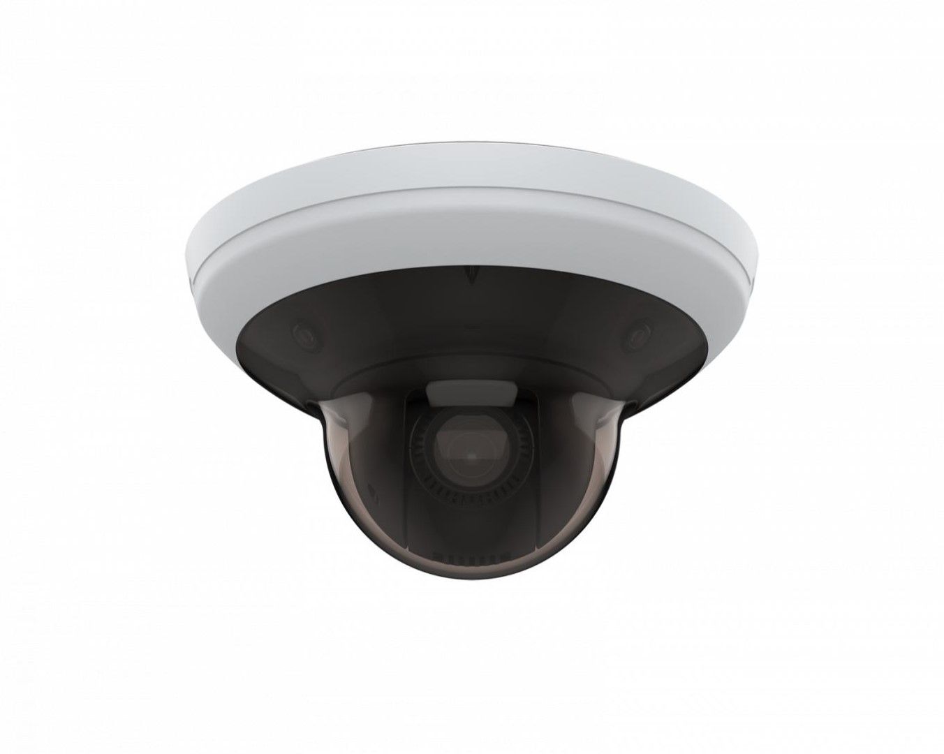 Axis M5000-G all-in-one dome camera met witte behuizing en donkere koepel voor 360-graden overzicht en PTZ-zoom.