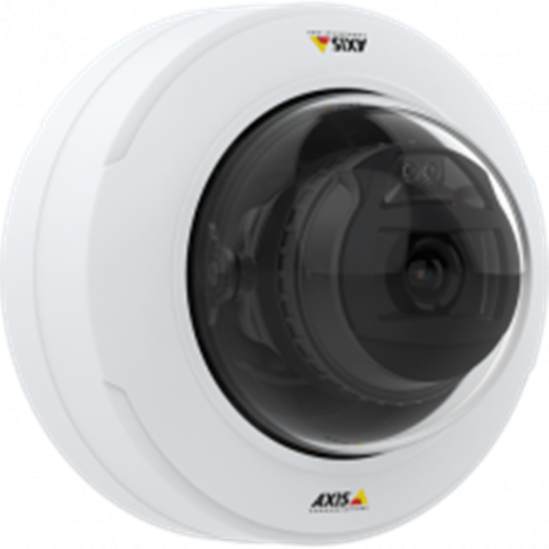 Witte Axis P3275-LV domecamera met transparante koepel en varifocale lens voor professionele 1080p videobewaking.