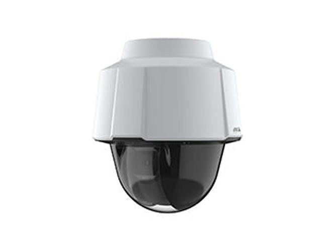 Axis P5676-LE witte PTZ-buitencamera met zwarte dome en 30x zoomlens voor professionele videobewaking.