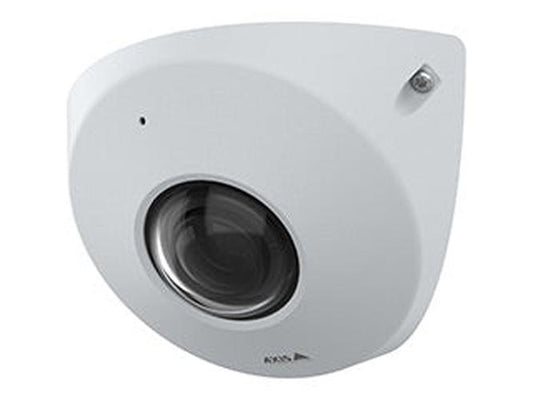 Witte Axis P9117-PV anti-ligature hoekcamera met 360° panoramische lens voor wandmontage.