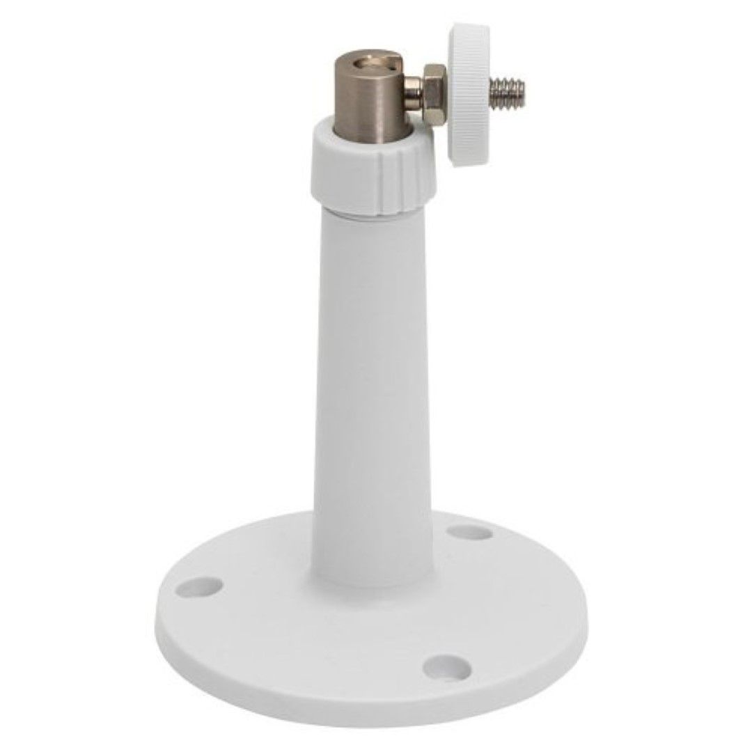 Witte Axis T91A11 kunststof camerastandaard voor wand- of plafondmontage met verstelbare metalen kop.