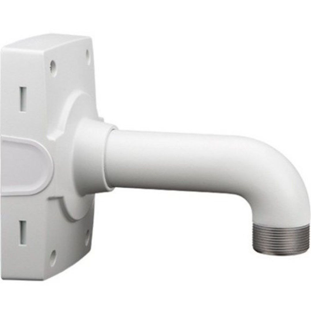 Witte aluminium Axis T91D61 wandbeugel met 1.5” NPS schroefdraad voor cameramontage.