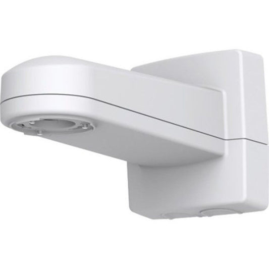Witte Axis T91G61 wandmontagebeugel voor camera's met weerbestendige behuizing voor connectiviteitsapparatuur.
