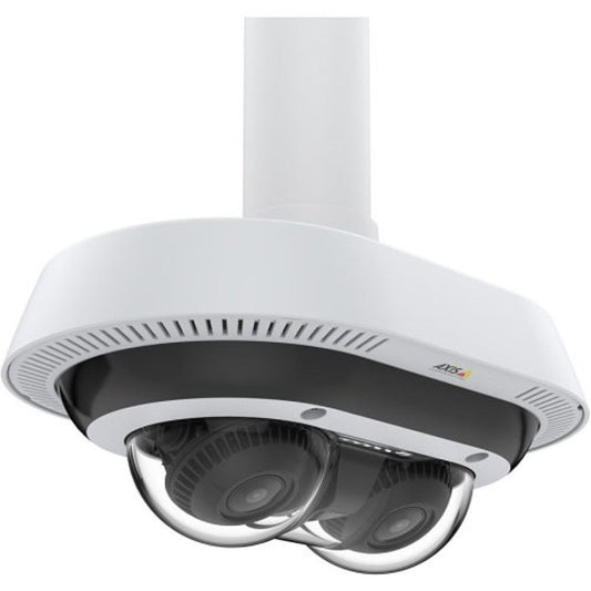 Witte Axis T94N02D hangende kit voor panoramische camera's met 1.5″ NPS-bevestiging voor montage aan palen of hoeken.