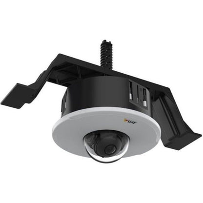 Axis TM3201 inbouwmontage voor Axis M30 domecamera met witte afdekring en zwarte bevestigingsbeugel voor plafondmontage.