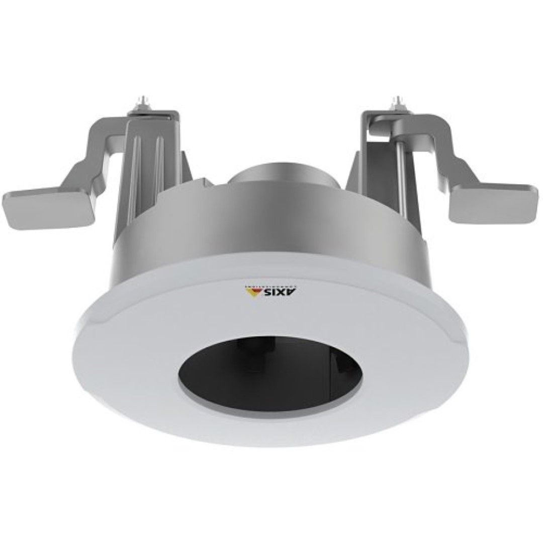 Axis TM3207 robuuste zilverkleurige metalen inbouwmontage voor systeemplafonds met bevestigingsklemmen.