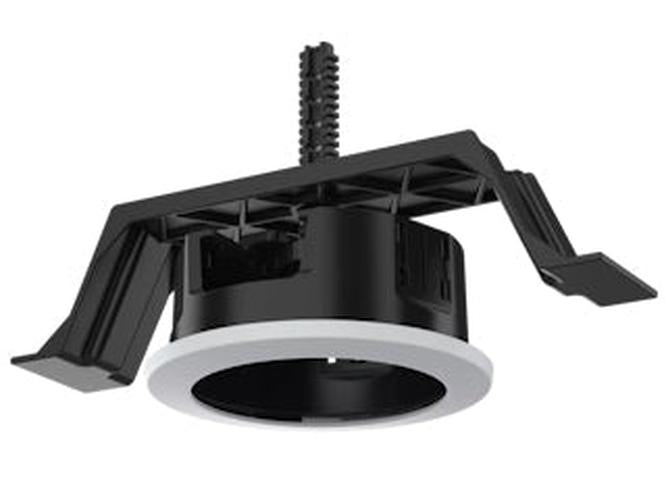 Axis TM3212 witte inbouwmontage voor dome-camera's met zwarte behuizing en verstelbaar bevestigingsmechanisme.