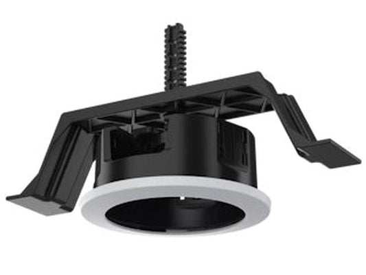 Axis TM3212 witte inbouwmontage voor dome-camera's met zwarte behuizing en verstelbaar bevestigingsmechanisme.