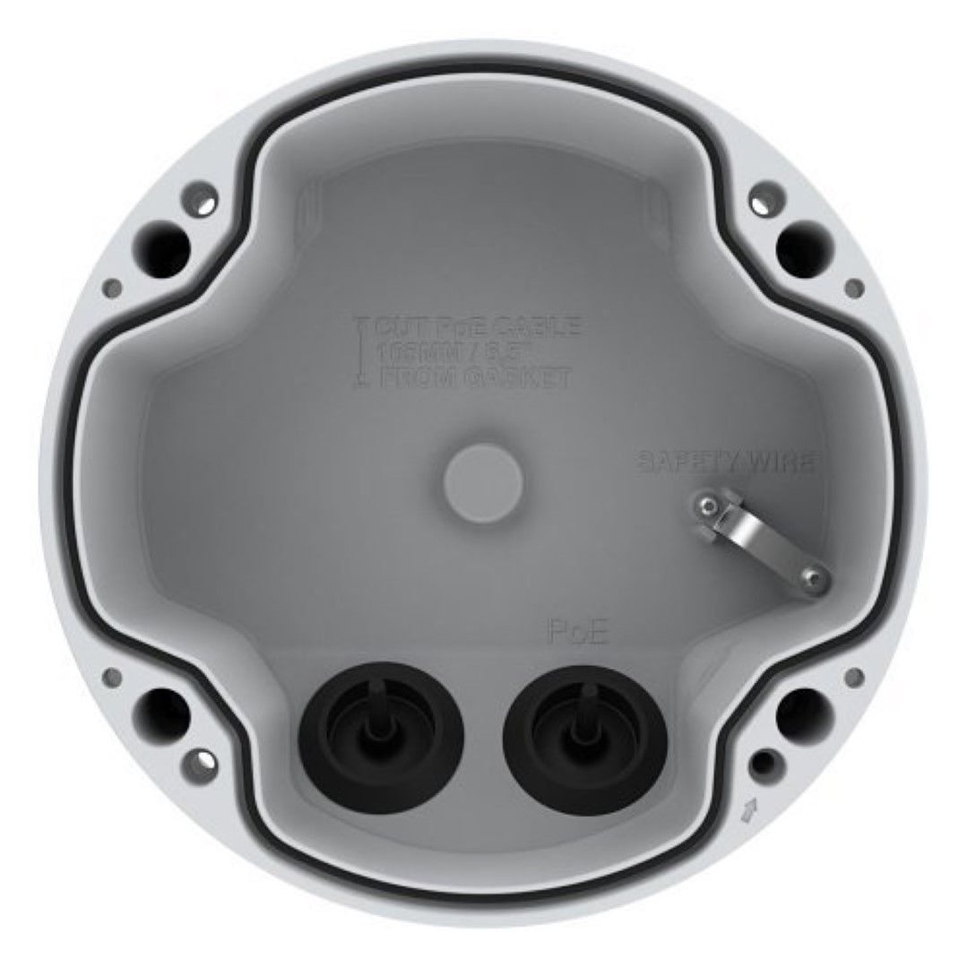 Witte Axis TP1602-E kabeldoos met diepe behuizing, twee kabeldoorvoeren en veiligheidskabel voor buitenmontage.