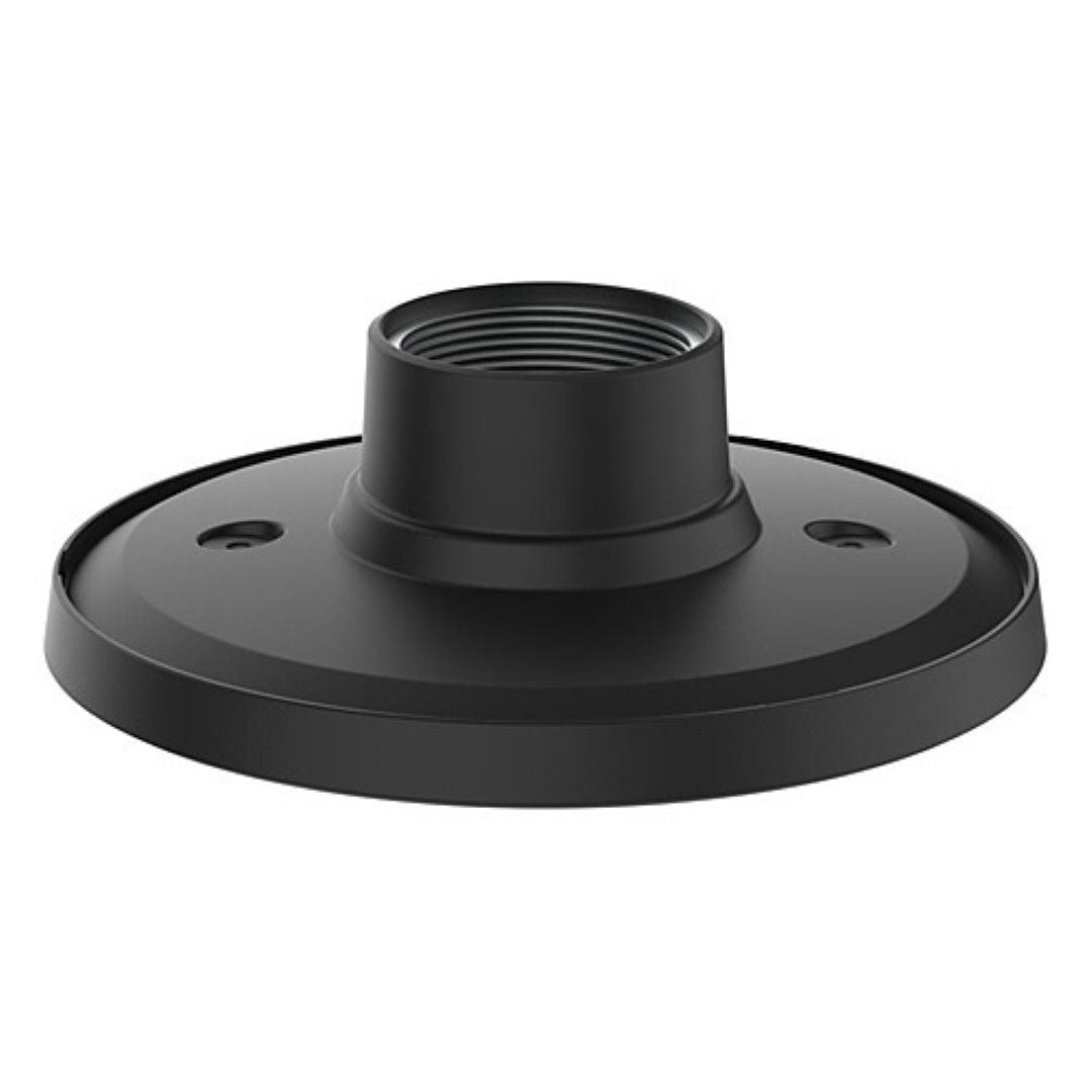 Zwarte Axis TP3106-E hangende montagekit met 1,5" NPS-schroefdraad voor camera-installaties.