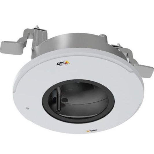 Witte Axis TP3201-E inbouwmontage voor domecamera's met metalen behuizing en bevestigingsklemmen voor systeemplafonds.