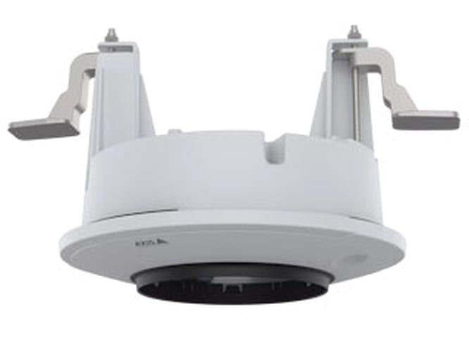 Witte Axis TP3206-E inbouwmontage voor dome-camera's met metalen klemmen voor discrete plafondinstallatie.
