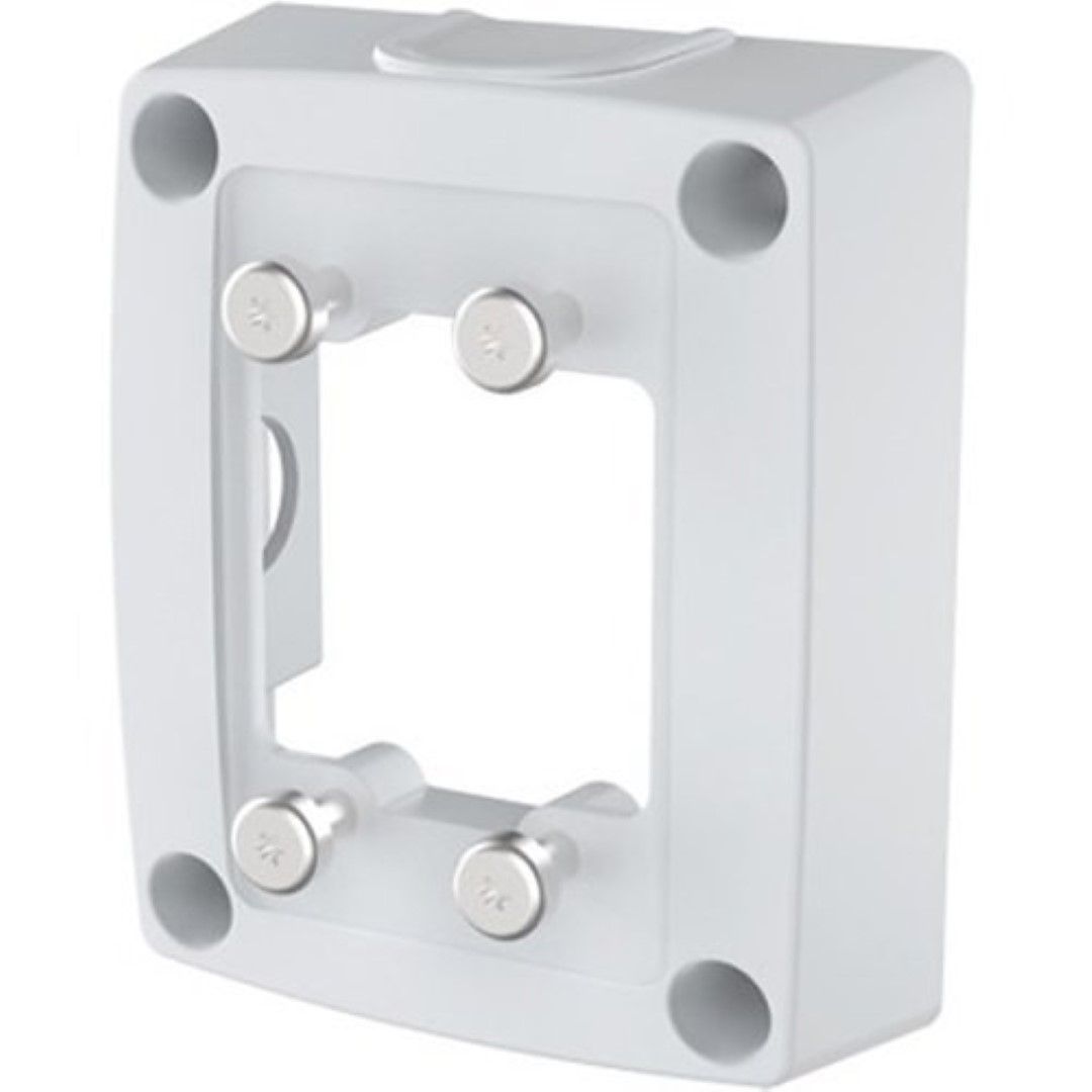Witte Axis TQ1601-E aluminium kabeldoos met vier montagepunten en kabelinvoeren voor eenvoudige installatie.