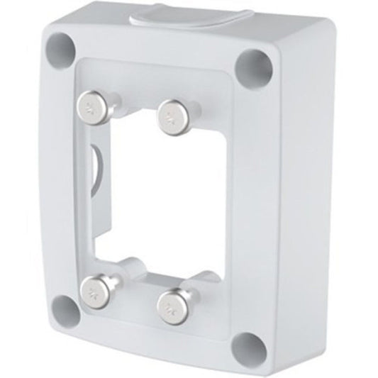 Witte Axis TQ1601-E aluminium kabeldoos met vier montagepunten en kabelinvoeren voor eenvoudige installatie.
