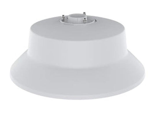 Witte Axis TQ3104-E hangende montageset voor IP-camera's met een strak, rond ontwerp voor plafondinstallatie.