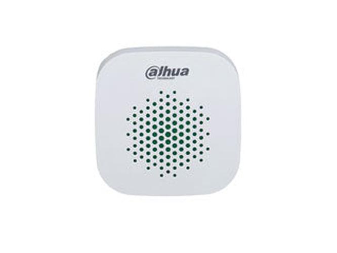 Witte Dahua AirShield draadloze binnensirene met strak design en centraal luidsprekerrooster.