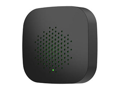 Zwarte Dahua AirShield draadloze binnensirene met rond luidsprekerrooster en groen statuslampje.