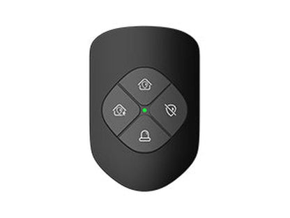 Zwarte Dahua AirShield draadloze keyfob met vier knoppen voor alarmsysteembediening en een groen statuslampje.