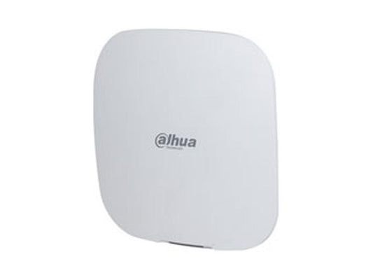 Witte Dahua AirShield draadloze repeater met strak, vierkant design en afgeronde hoeken voor wandmontage.