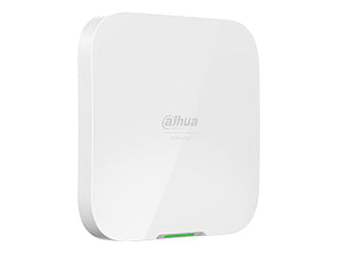 Witte Dahua AirShield draadloze alarm repeater met strak design en groen statuslampje.