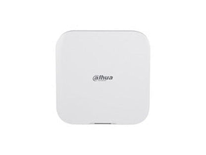 Witte Dahua ARC3800H-W2 AirShield Hub 2 alarmsysteem centrale met strak, vierkant design en logo.