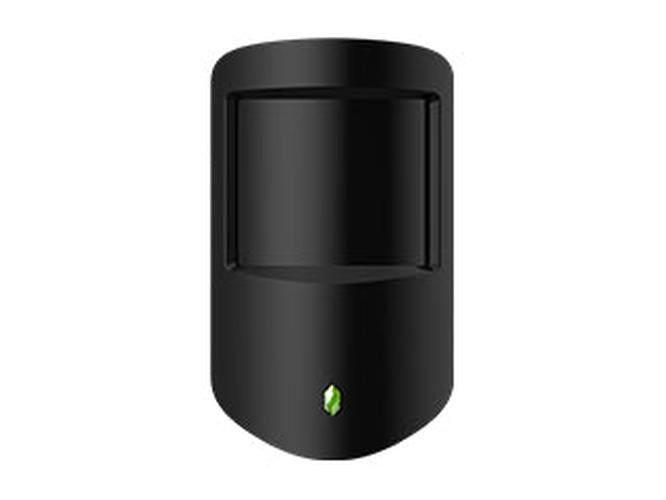 Zwarte Dahua AirShield draadloze gordijn PIR-bewegingsdetector met compact design en groen statuslampje.