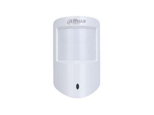 Witte Dahua AirShield draadloze dual-tech bewegingsdetector met PIR en microgolfsensor.